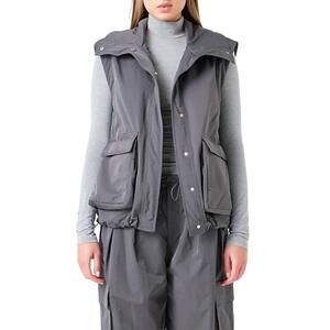 NEW GREY LAB snap button boxy vest in grey